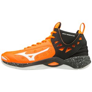 Adidasi Volei Mizuno Wave Momentum Mid Barbati - Portocalii/Negrii